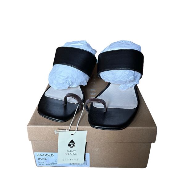 NWB Sanctuary Bold Toe Loop Leather Block Heel Sandals – Tan Lion –Women’s 8.5 M - Picture 1 of 7